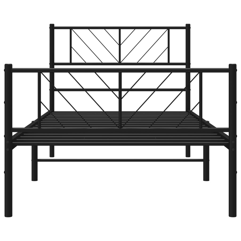 vidaXL Metal Bed Frame without Mattress with Footboard Black 90x190cm