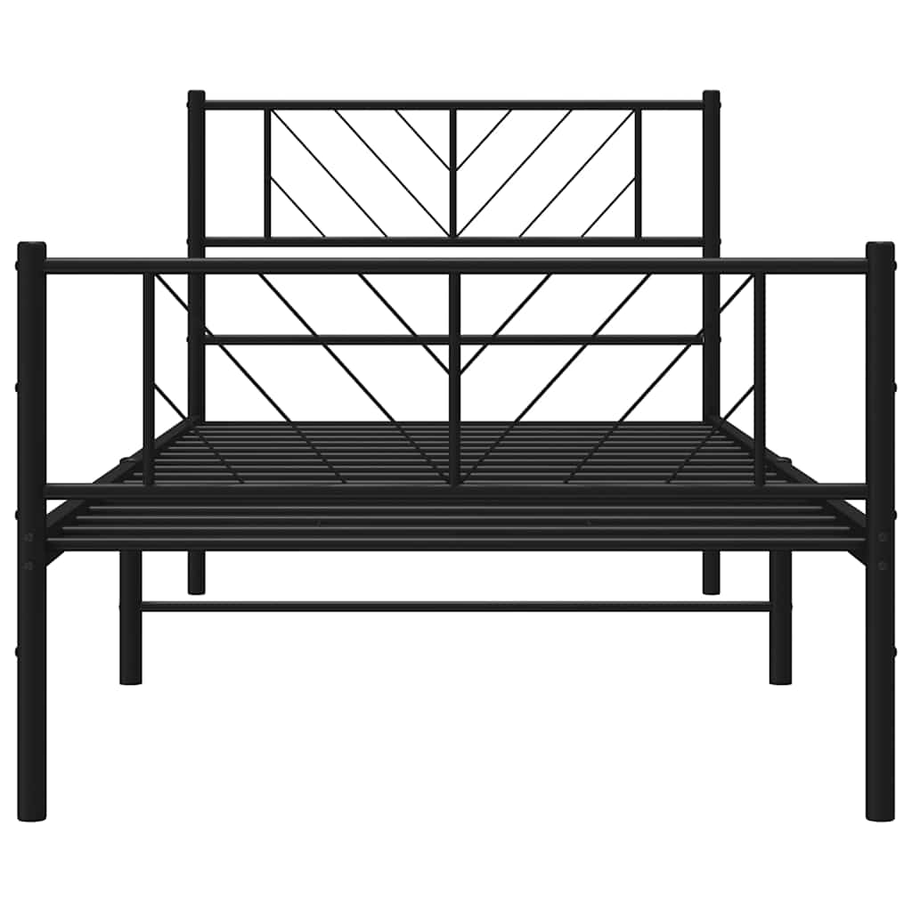vidaXL Metal Bed Frame without Mattress with Footboard Black 100x190cm