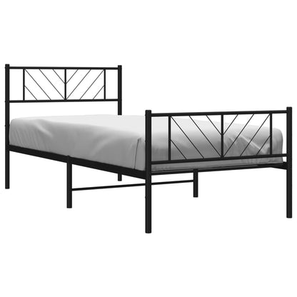 vidaXL Metal Bed Frame without Mattress with Footboard Black 107x203cm