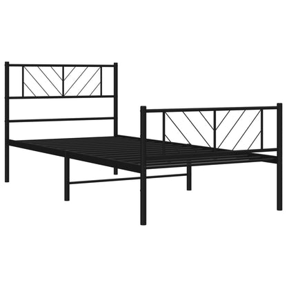 vidaXL Metal Bed Frame without Mattress with Footboard Black 107x203cm