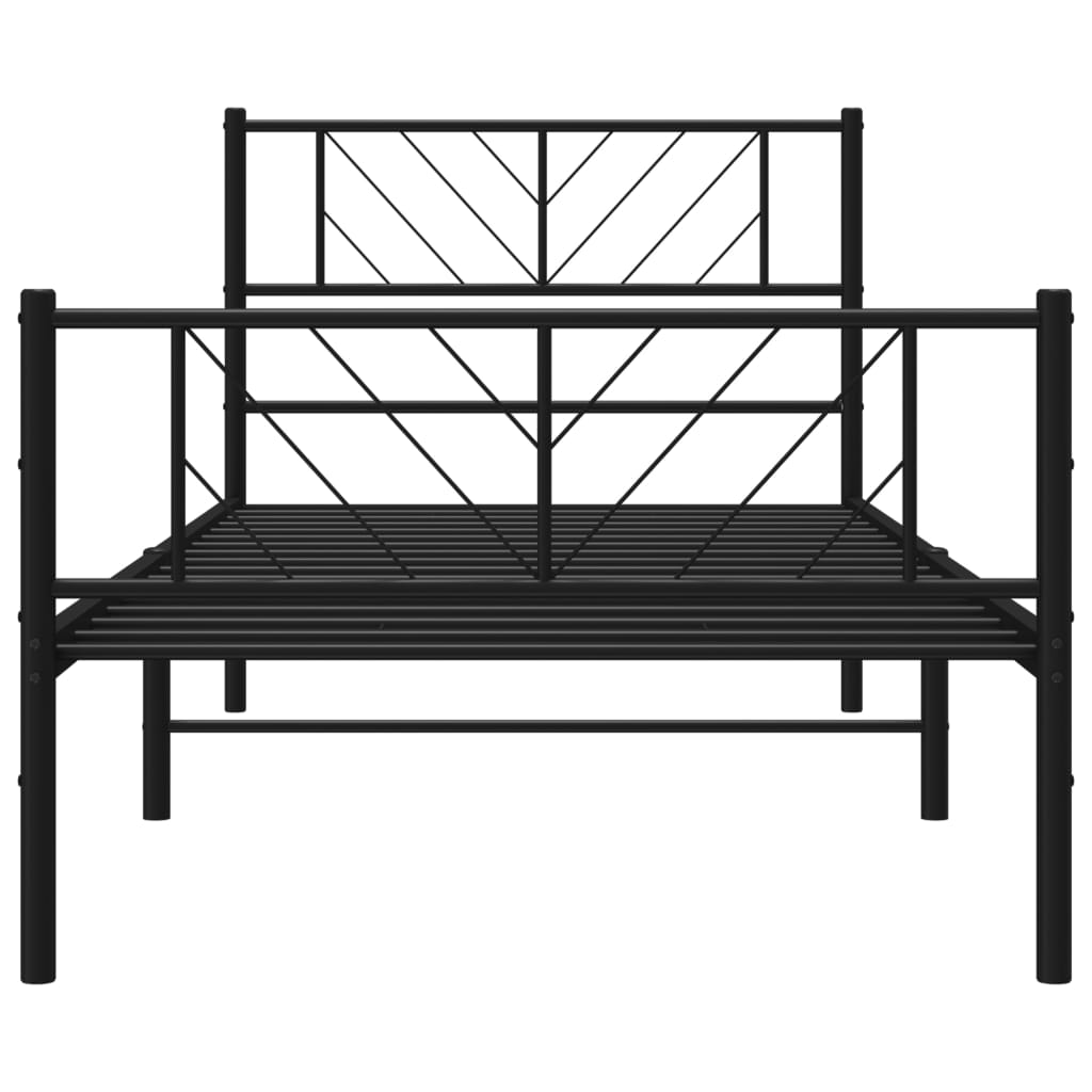 vidaXL Metal Bed Frame without Mattress with Footboard Black 107x203cm