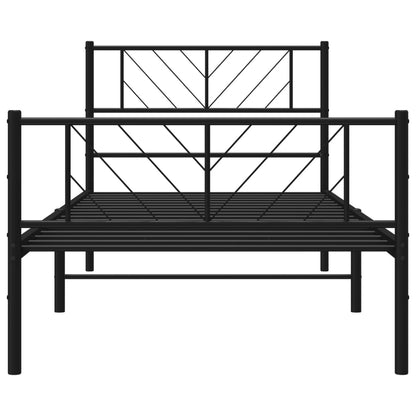 vidaXL Metal Bed Frame without Mattress with Footboard Black 107x203cm