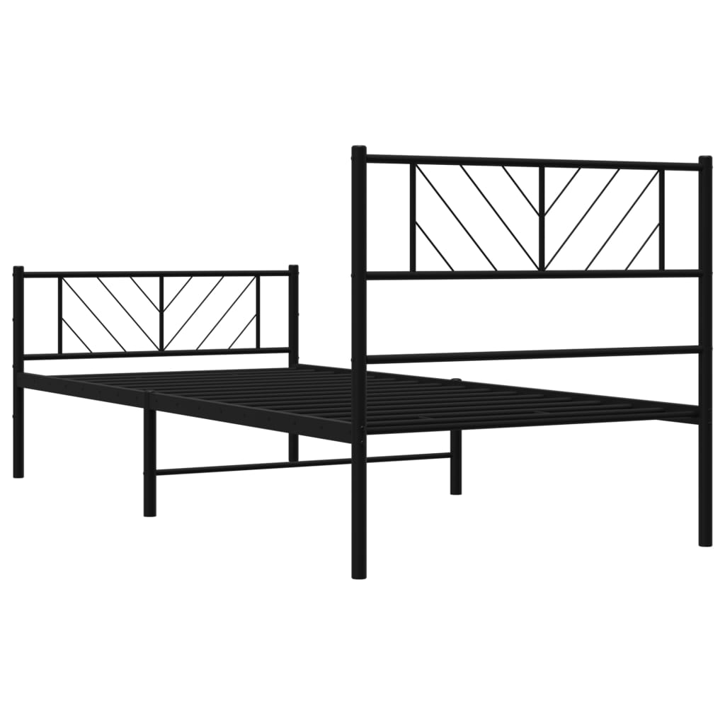 vidaXL Metal Bed Frame without Mattress with Footboard Black 107x203cm