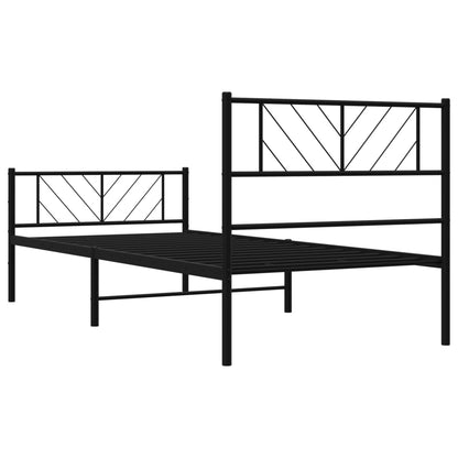 vidaXL Metal Bed Frame without Mattress with Footboard Black 107x203cm