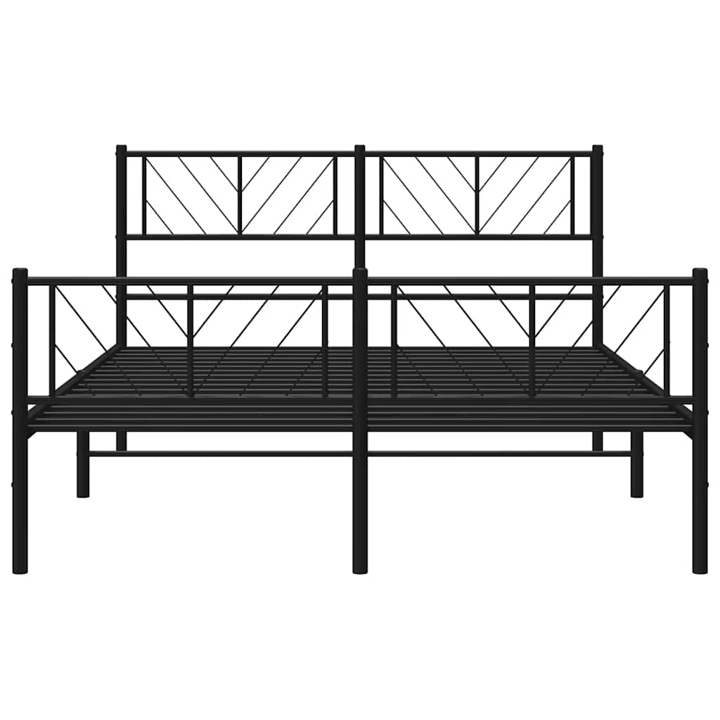 vidaXL Metal Bed Frame without Mattress with Footboard Black 135x190cm