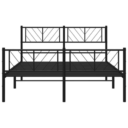 vidaXL Metal Bed Frame without Mattress with Footboard Black 135x190cm