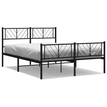 vidaXL Metal Bed Frame without Mattress with Footboard Black 140x190cm