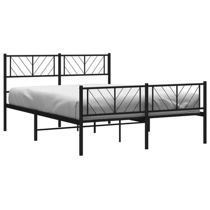 vidaXL Metal Bed Frame without Mattress with Footboard Black 140x190cm
