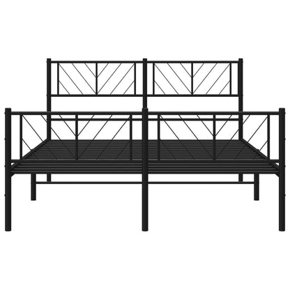 vidaXL Metal Bed Frame without Mattress with Footboard Black 140x190cm