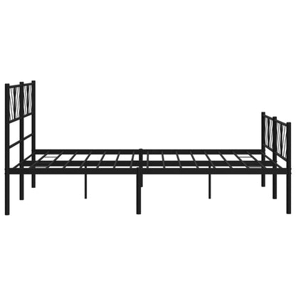 vidaXL Metal Bed Frame without Mattress with Footboard Black 140x190cm
