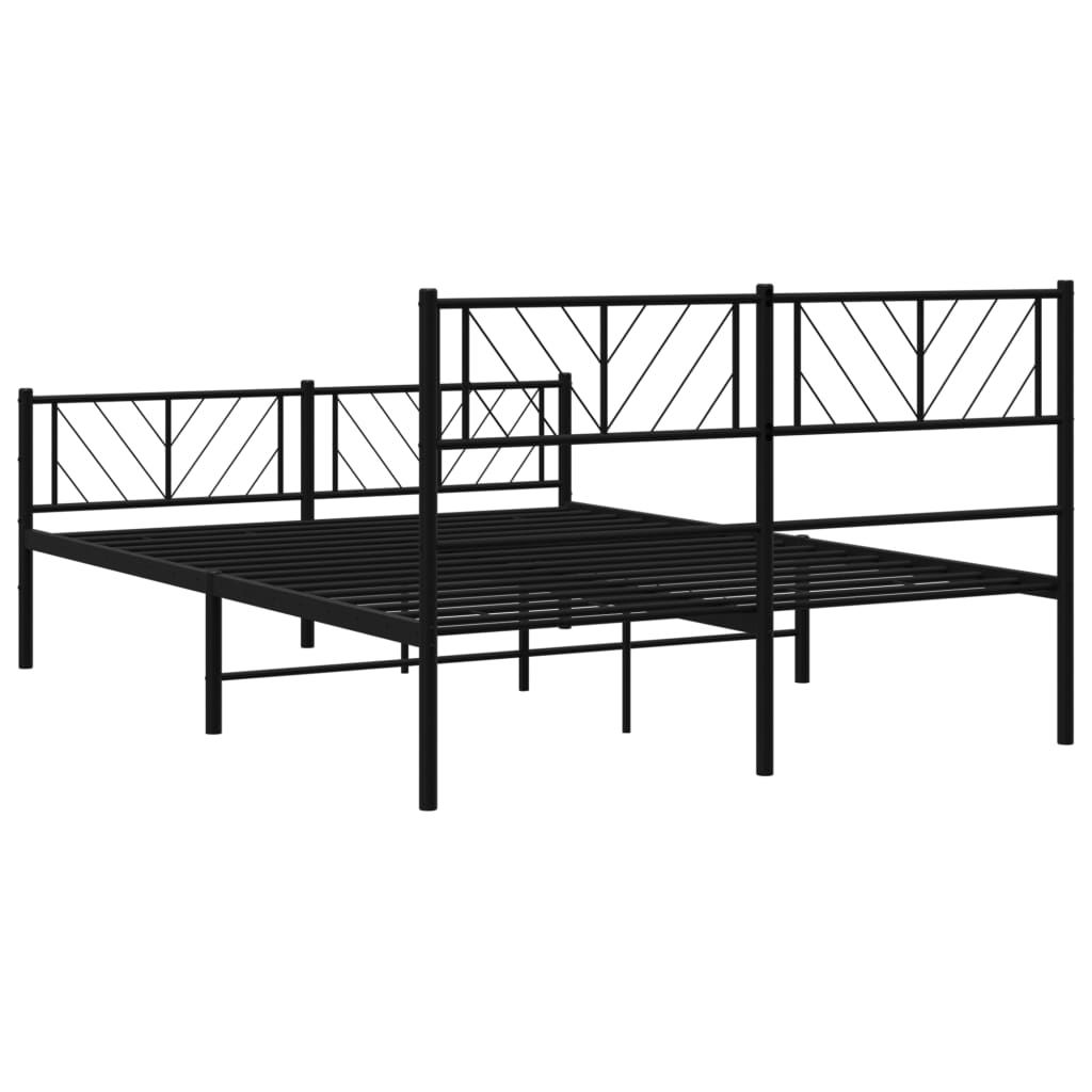 vidaXL Metal Bed Frame without Mattress with Footboard Black 140x190cm