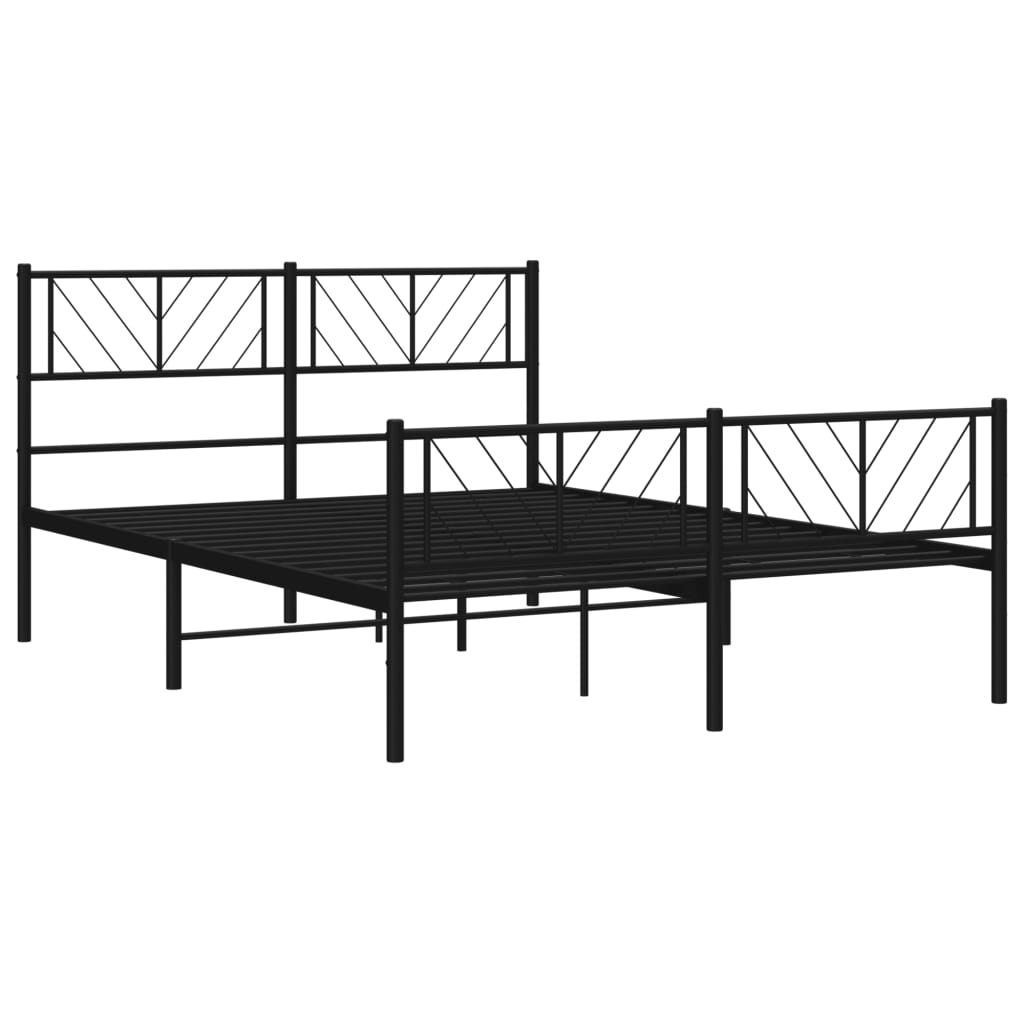 vidaXL Metal Bed Frame without Mattress with Footboard Black 140x200cm