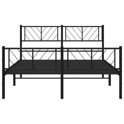 vidaXL Metal Bed Frame without Mattress with Footboard Black 140x200cm