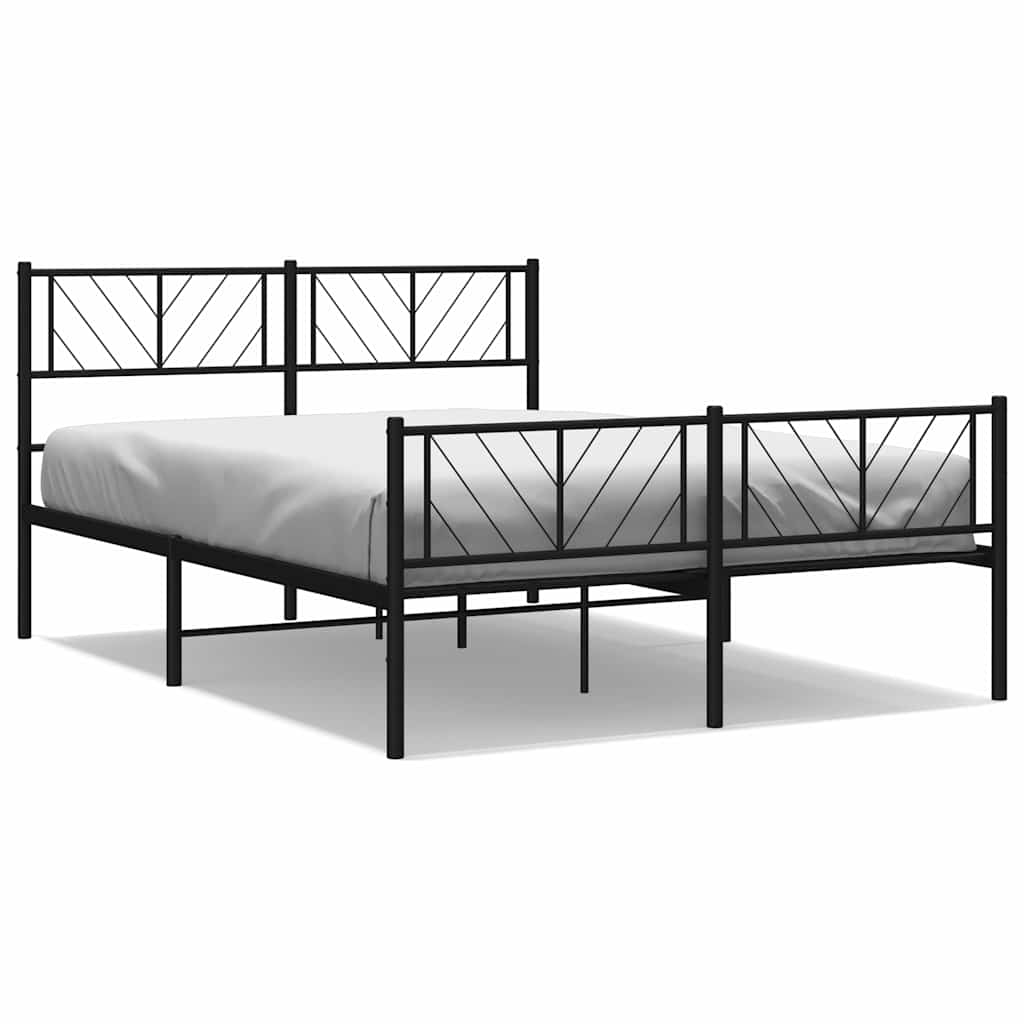 vidaXL Metal Bed Frame without Mattress with Footboard Black 150x200cm