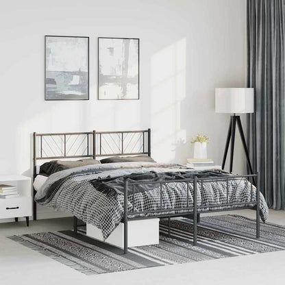 vidaXL Metal Bed Frame without Mattress with Footboard Black 150x200cm