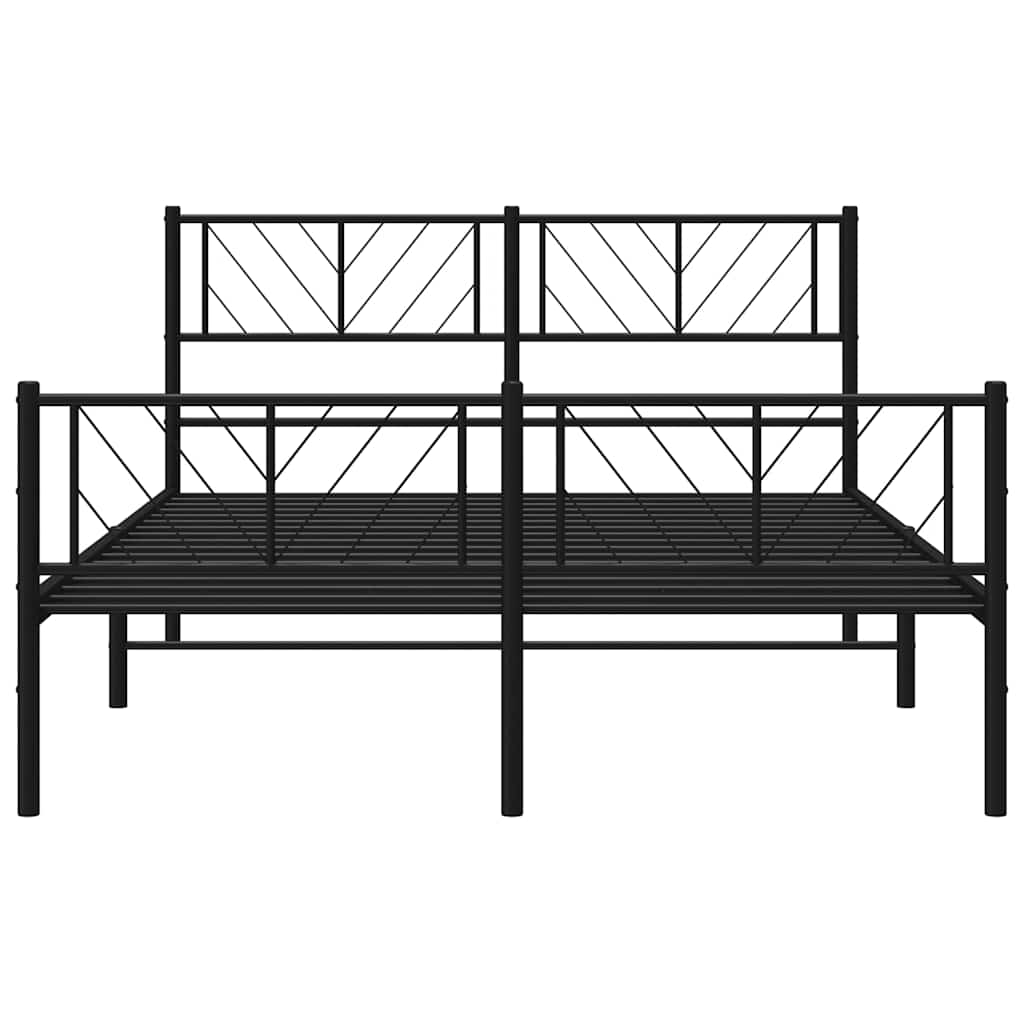 vidaXL Metal Bed Frame without Mattress with Footboard Black 150x200cm