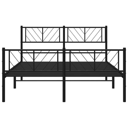 vidaXL Metal Bed Frame without Mattress with Footboard Black 150x200cm