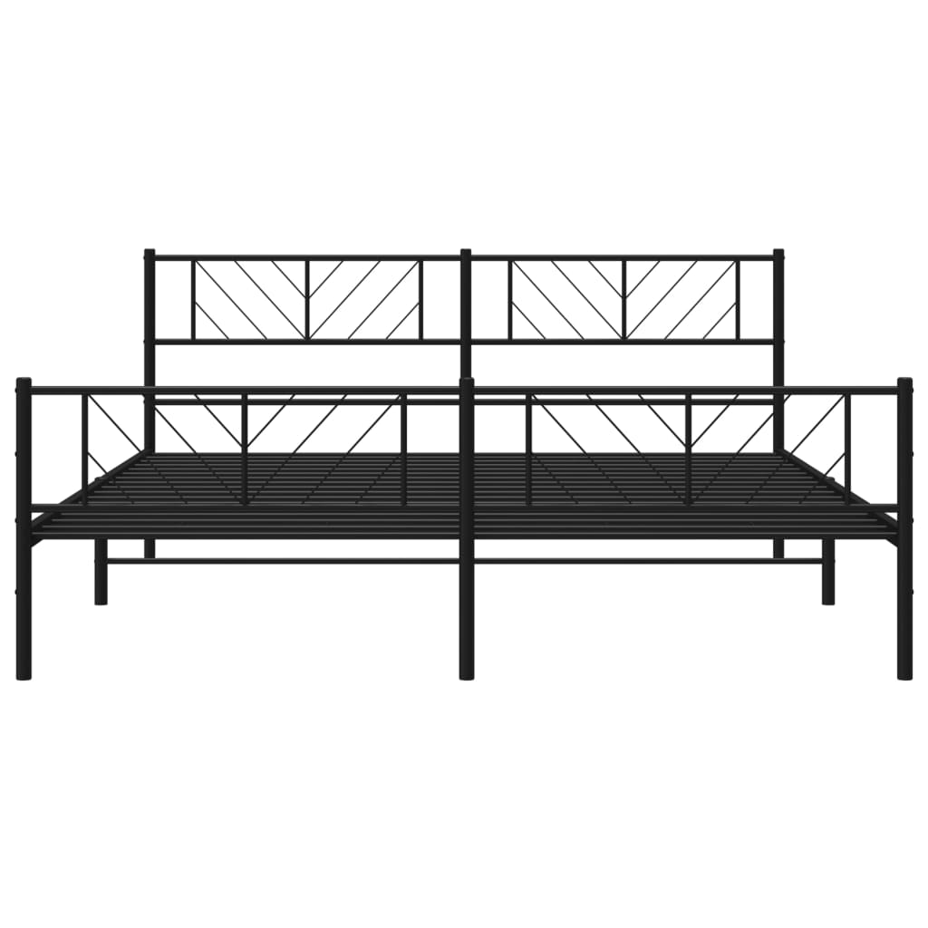 vidaXL Metal Bed Frame without Mattress with Footboard Black 180x200cm