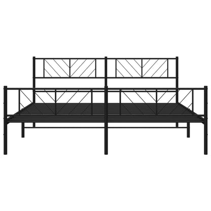 vidaXL Metal Bed Frame without Mattress with Footboard Black 180x200cm