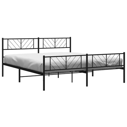 vidaXL Metal Bed Frame without Mattress with Footboard Black 183x213cm