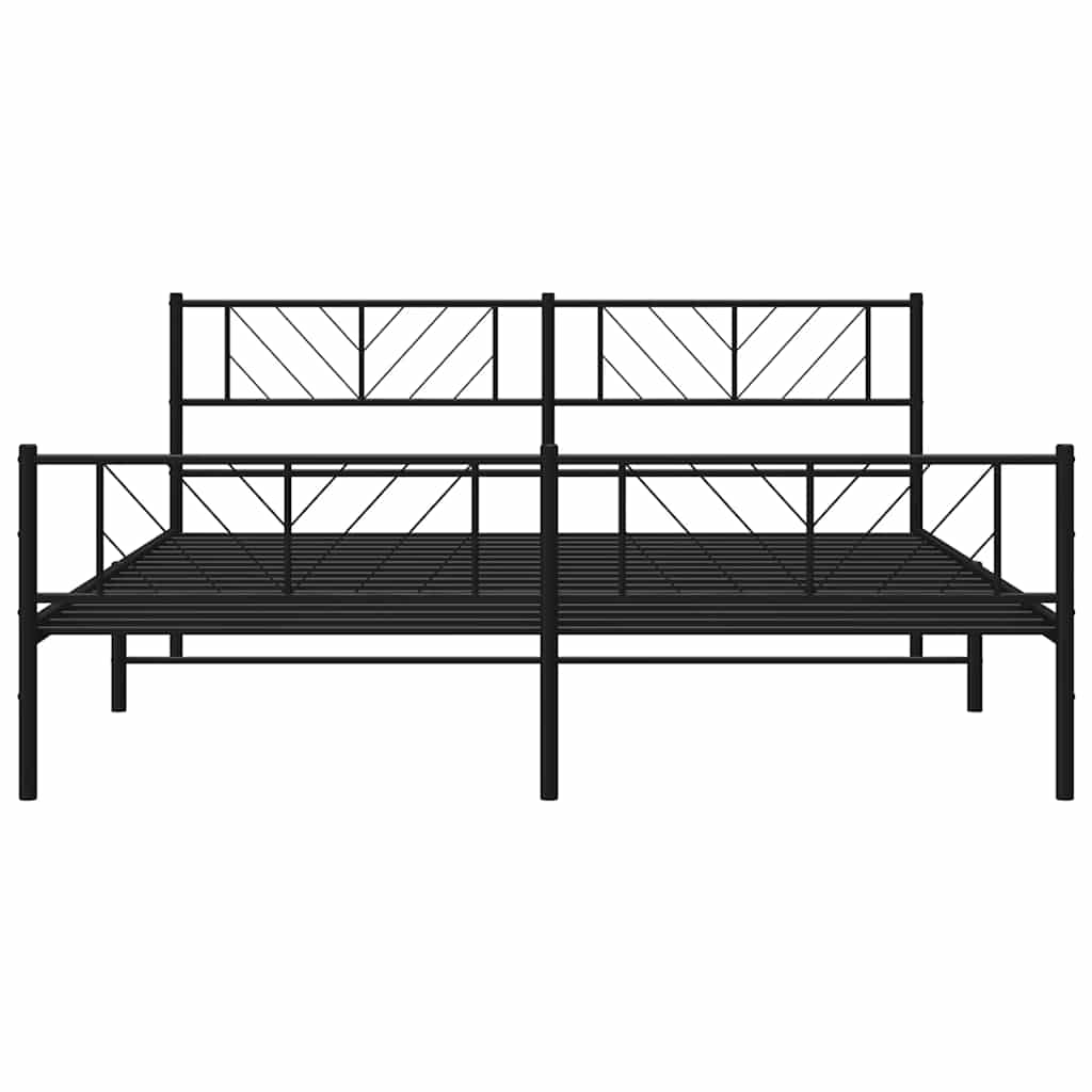 vidaXL Metal Bed Frame without Mattress with Footboard Black 183x213cm
