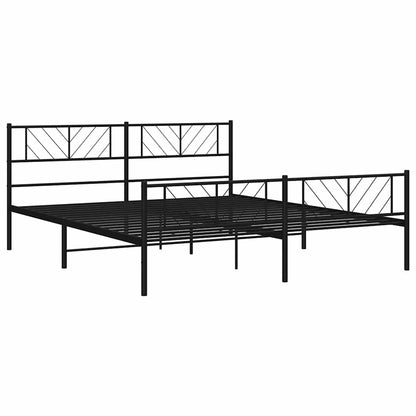 vidaXL Metal Bed Frame without Mattress with Footboard Black 193x203cm