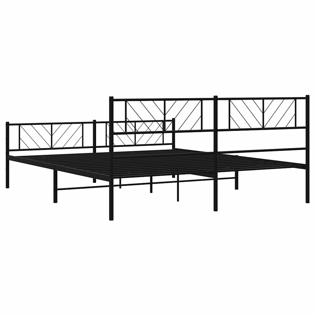 vidaXL Metal Bed Frame without Mattress with Footboard Black 193x203cm