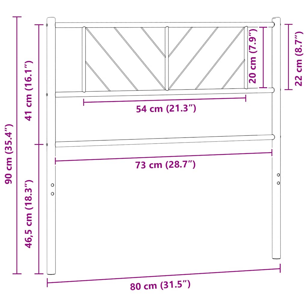 vidaXL Metal Replace Headboard Black 75 cm