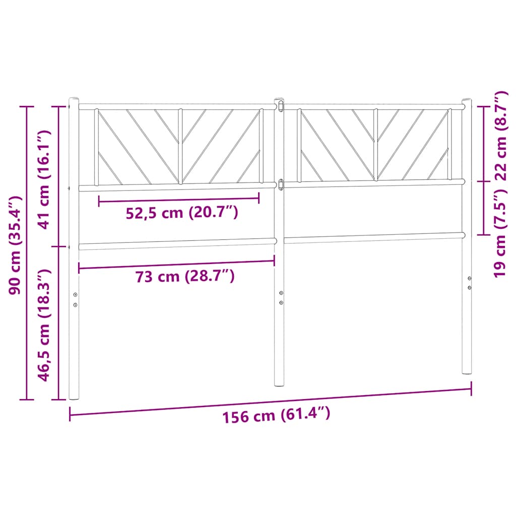 vidaXL Metal Replace Headboard Black 150 cm