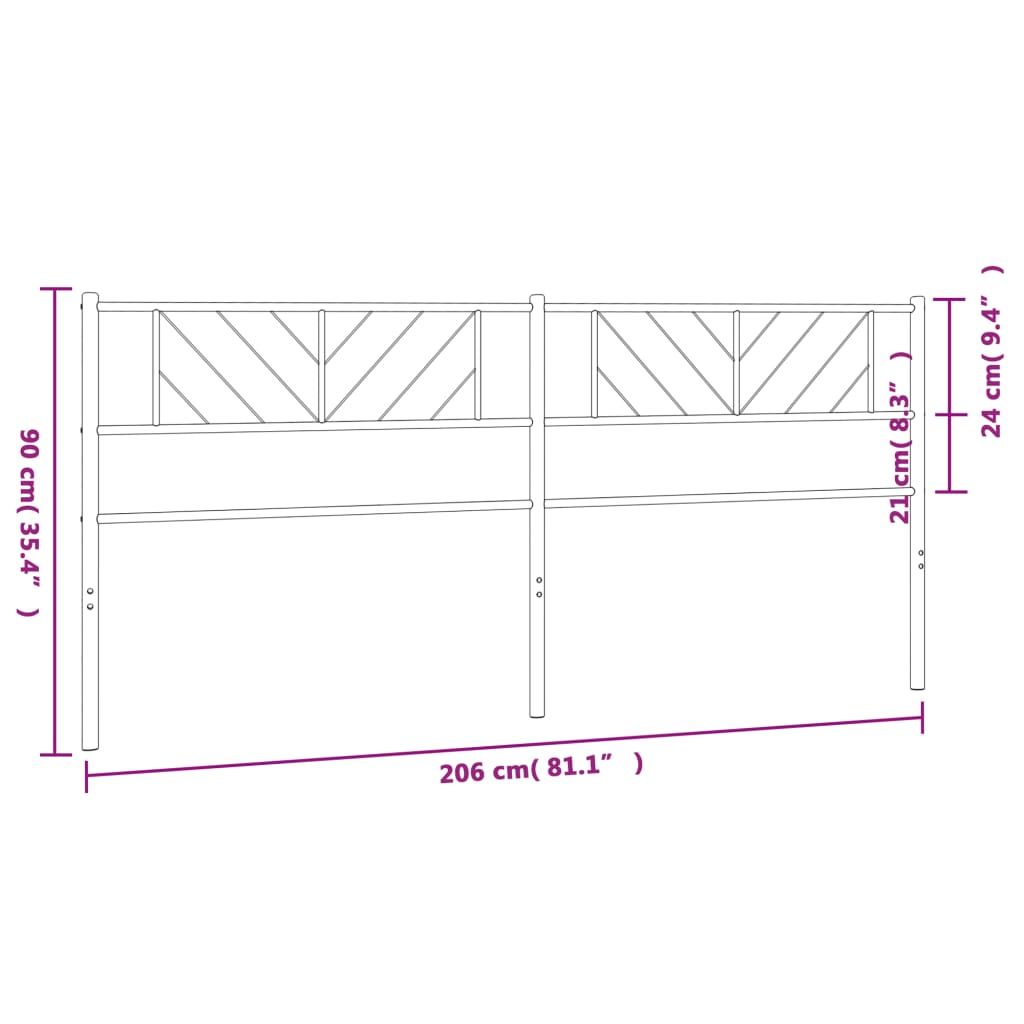 vidaXL Metal Replace Headboard Black 200 cm