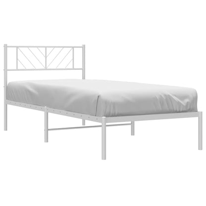 vidaXL Metal Bed Frame without Mattress with Headboard White 75x190cm
