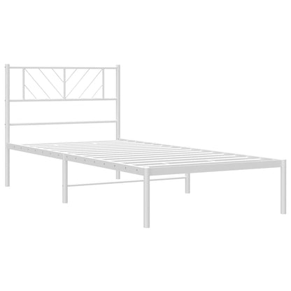 vidaXL Metal Bed Frame without Mattress with Headboard White 75x190cm