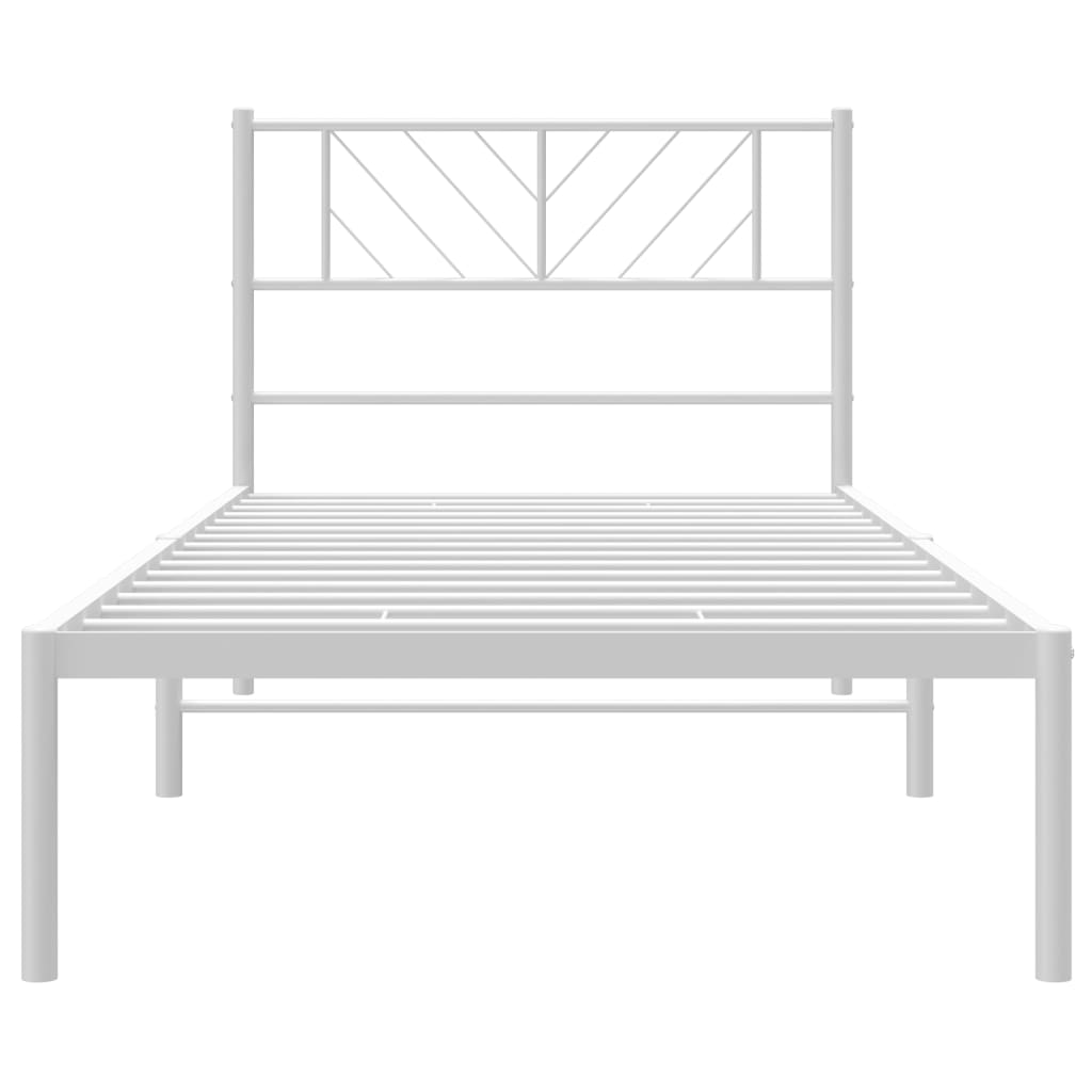 vidaXL Metal Bed Frame without Mattress with Headboard White 75x190cm