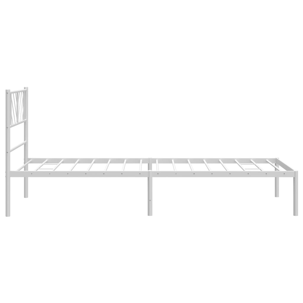 vidaXL Metal Bed Frame without Mattress with Headboard White 80x200cm