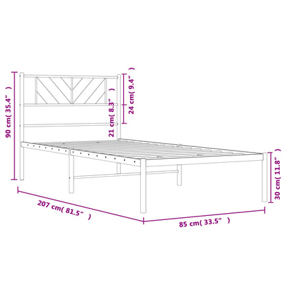 vidaXL Metal Bed Frame without Mattress with Headboard White 80x200cm