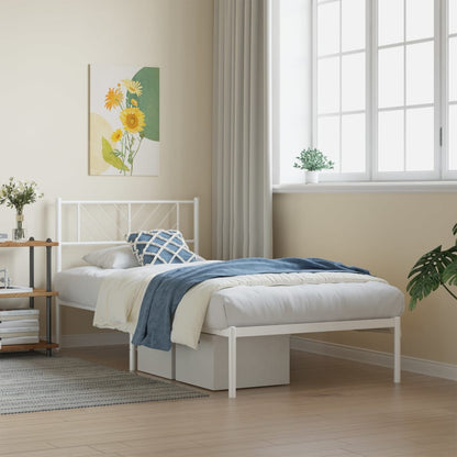 vidaXL Metal Bed Frame without Mattress with Headboard White 80x200cm