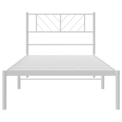 vidaXL Metal Bed Frame without Mattress with Headboard White 90x190cm