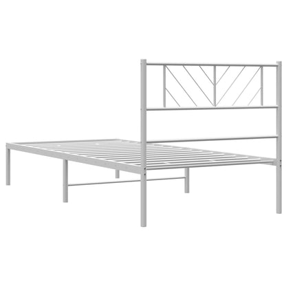 vidaXL Metal Bed Frame without Mattress with Headboard White 90x190cm