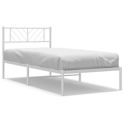 vidaXL Metal Bed Frame without Mattress with Headboard White 90x200cm