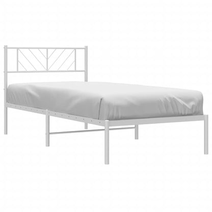 vidaXL Metal Bed Frame without Mattress with Headboard White 90x200cm