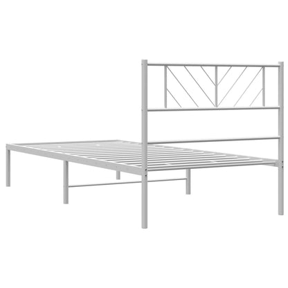 vidaXL Metal Bed Frame without Mattress with Headboard White 90x200cm
