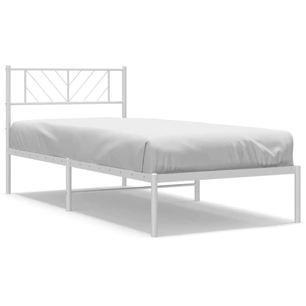 vidaXL Metal Bed Frame without Mattress with Headboard White 100x190cm