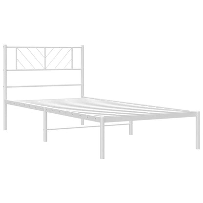 vidaXL Metal Bed Frame without Mattress with Headboard White 100x190cm