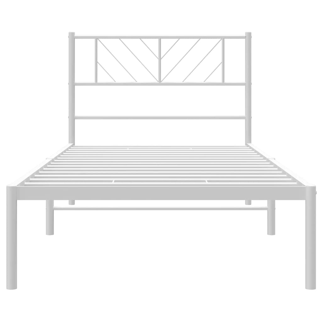 vidaXL Metal Bed Frame without Mattress with Headboard White 100x190cm