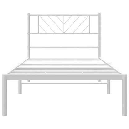 vidaXL Metal Bed Frame without Mattress with Headboard White 100x190cm