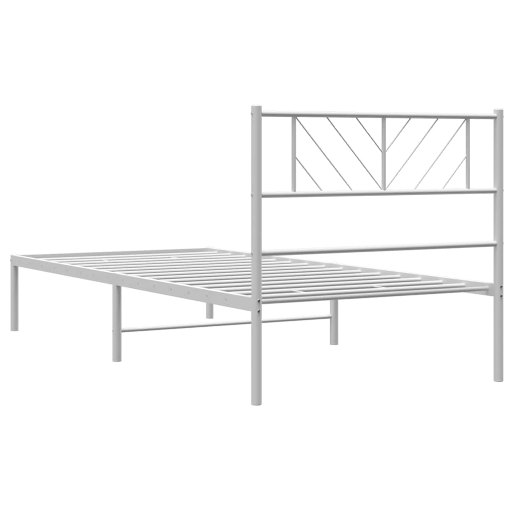 vidaXL Metal Bed Frame without Mattress with Headboard White 100x190cm