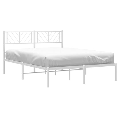 vidaXL Metal Bed Frame without Mattress with Headboard White 120x200cm