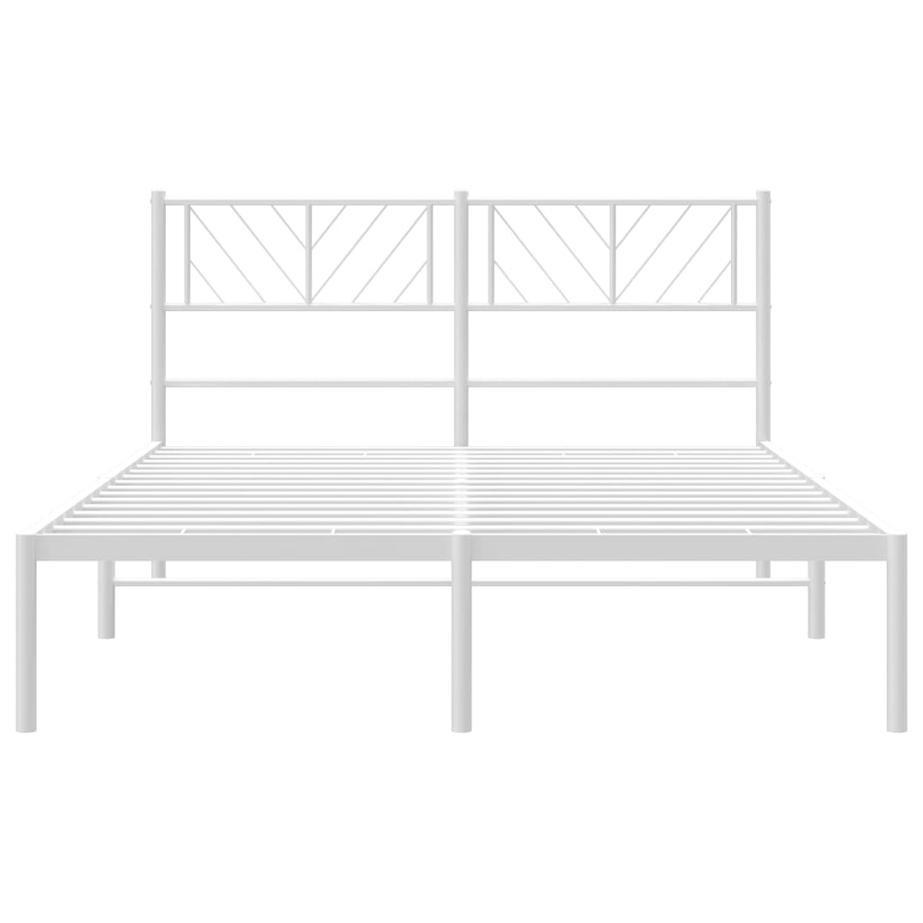 vidaXL Metal Bed Frame without Mattress with Headboard White 120x200cm