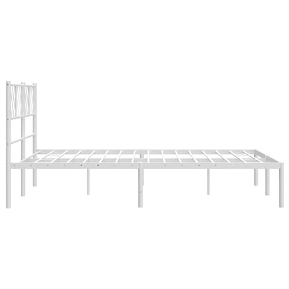 vidaXL Metal Bed Frame without Mattress with Headboard White 120x200cm