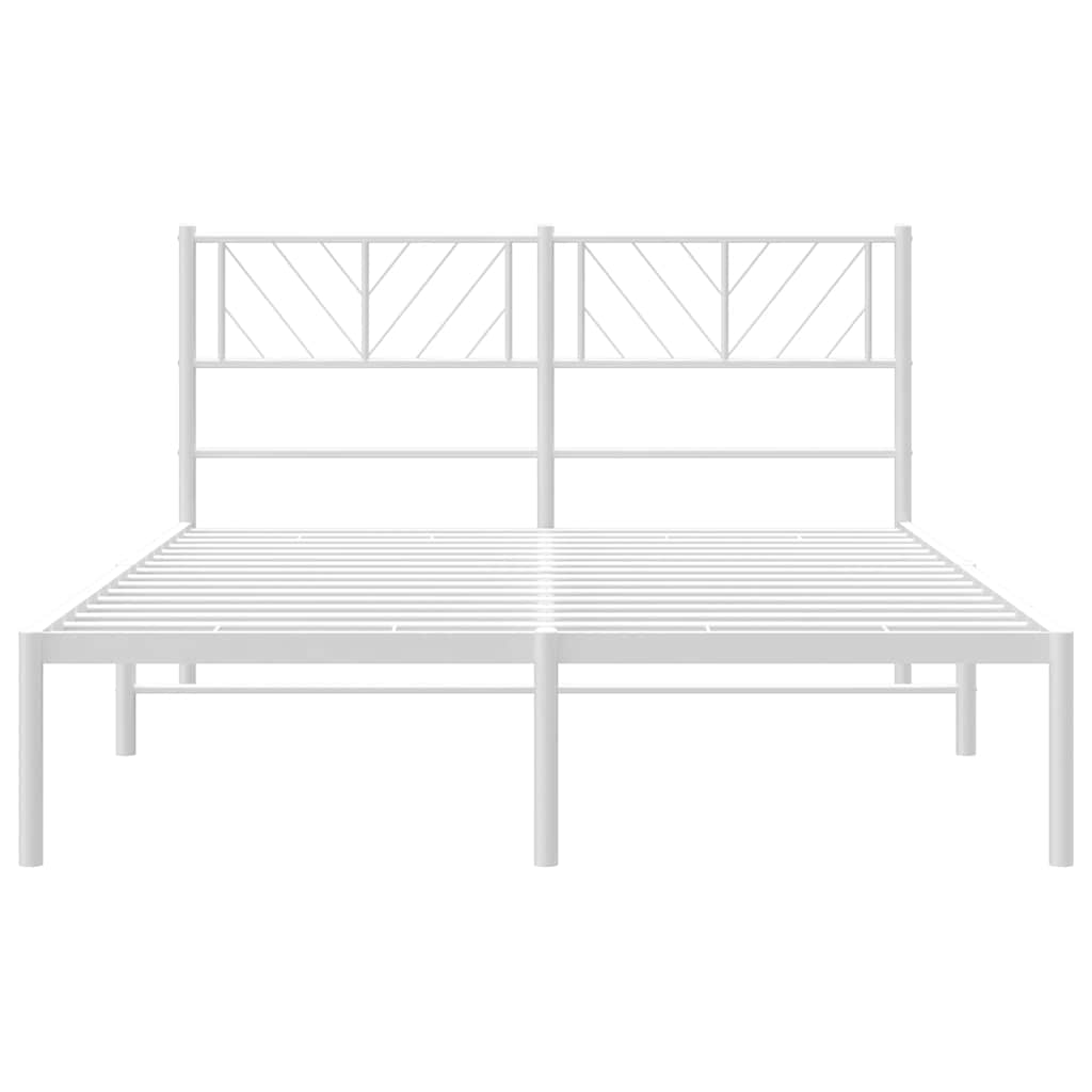 vidaXL Metal Bed Frame without Mattress with Headboard White 135x190cm